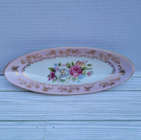 Arnart 5th Ave #22/113N Porcelain Hand-painted 10" Oval Relish Tray Dish - Picture 1 of 11